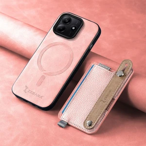 Xiaomi Redmi Note 14 Uyumlu Kılıf Zebana 2in1 Best Deri Kılıf Pembe