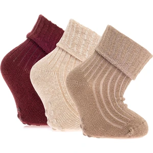 HelloBaby Unisex Kaşkorse Düz Renk 3lü Kıvrık Çorap Unisex