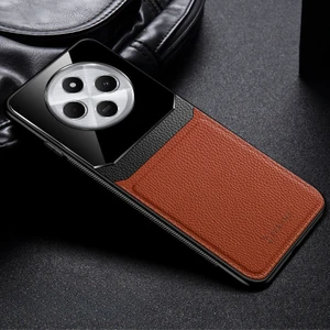 Xiaomi Redmi 14C Uyumlu Kılıf Lens Deri Kılıf Kahverengi