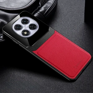 Xiaomi Redmi Note 14 Pro Uyumlu Kılıf Lens Deri Kılıf Kırmızı