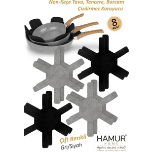 Tencere Tava Borcam Koruyucu Çizdirmez Non Keçe 8'lü Set Çizilmeye Darbeye Karşı Dayanıklı Koruma