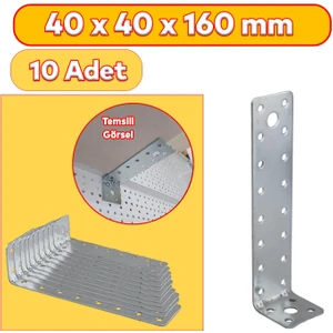 Mobilya Dolap Duvar Sabitleme 10 Adet Metal Köşebent 40X40X160 mm Bağlantı Aparatı L Demiri Gönye