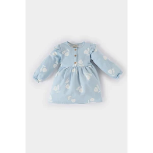 Kız Bebek Desenli Uzun Kollu Sweat Elbise D7423A524WN
