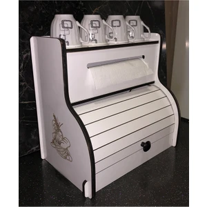 Adım Shops Adımshops New Bread Box,havlu Peçetelik(Saklama Gözlü) Ekmeklik, Baharatlık Rafı, Dekoratif Demonte