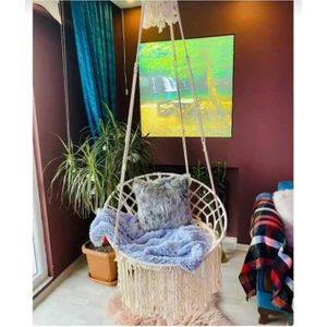 Aslan Butik Makrome Özel Örgü Salıncak Hamak Pamuk Ip 60 x 80