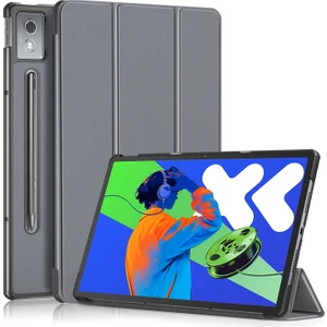 xPhone Store Lenovo Tab P12 12.7 2025 Gri Için Deri Tablet Kılıfı (Yurt Dışından)
