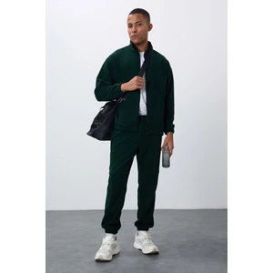 Tommy Life Çam Yeşil Kalın Yumuşak Dokulu Comfort Fit Nakışlı Erkek Eşofman Takım - 85269