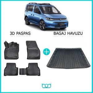 Volkswagen Caddy 3D Havuzlu Paspas ve Bagaj Havuzu Seti 2021-SONRASI