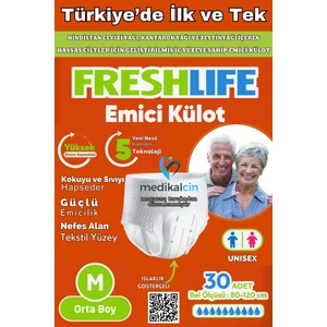 Külotlu Hasta Bezi Yetişkin Emici Külotlu Bez M (Medium) 30 Adet