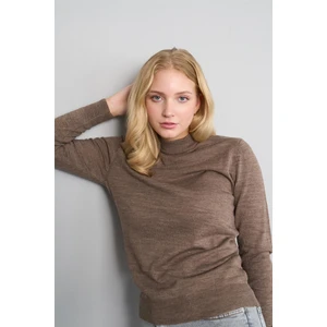 Çetinkaya Miyamira 2254 Bayan Dik Yaka Kahverengi Triko