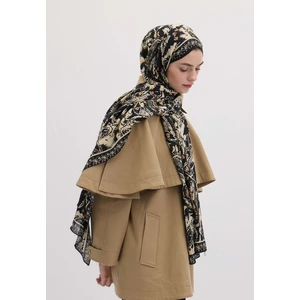 Floral Paısley Desen Şal Siyah