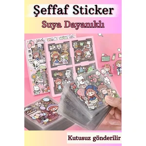 14 Sayfa Şeffaf Kutusuz Kawaii Sticker - Ajanda Defter Laptop Matara Için Suya Dayanıklı Etiket