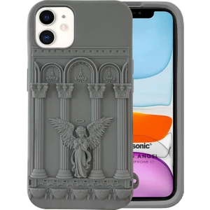 Apple iPhone 12 Kılıf Praying Angel Gri