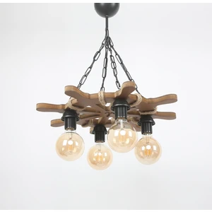 Doğal Ahşap 4 Lü Dümen Konsept Halatlı Rustik Tasarım Avize