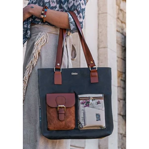 Kadın Vegan Deri Lacivert Omuz Çantası - Paperflower Tasarım