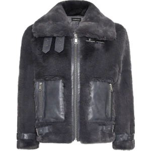 Kitzbuhel Kadın Gri Peluş Deri Ceket 24WGP5231FF