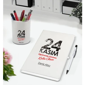 Bk Gift Kişiye Özel Isimli Öğretmenler Günü Tasarımlı Defter Kalem ve Kalemlik Hediye Seti, Öğretmene Hediye, Öğretmenler Günü - 8
