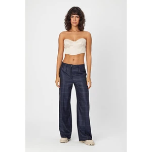 Alexander Gardi Alexandergardi Wide Leg Bol Paça Kareli Çift Cepli Klasik Kadın Pantolon (B24-0001)