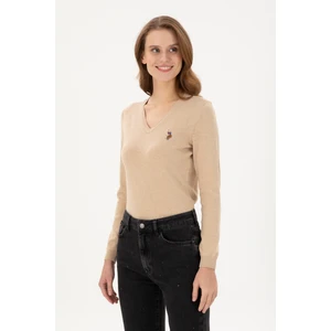 U.S. Polo Assn. Kadın Kum Melanj Kazak /Triko 50288983-VR123