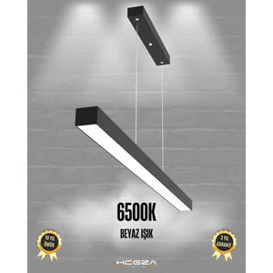 Lineer 100cm (Siyah Kasa, Beyaz Işık) Ledli Modern Sarkıt Linear LED Avize Salon Mutfak Oturma Odası Yatak Odası Antre Hol Ofis LED