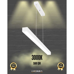 Lineer 100cm (Beyaz Kasa, Sarı Işık) Ledli Modern Sarkıt Linear LED Avize Salon Mutfak Oturma Odası Yatak Odası Antre Hol Ofis LED