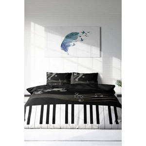 Çift Kişilik Lastikli Çarşaflı Pamuk Saten Piano Nevresim Takımı