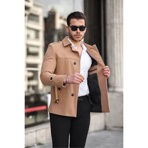 Wish Klein Erkek Slim Fit Kemerli Kısa Kaşe Kaban