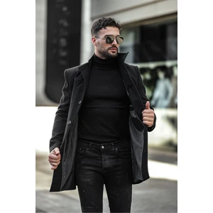Erkek Dar Kesim Dik Yaka Uzun Kaşe Kaban