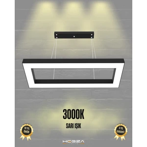 Mesita (Siyah Kasa, Sarı Işık) Ledli Modern Sarkıt Linear LED Avize Salon Mutfak Oturma Odası Yatak Odası Antre Hol LED Dikdörtgen