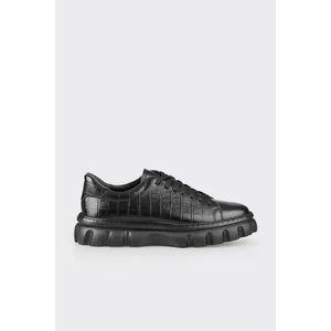 Siyah Deri Erkek Günlük Ayakkabı