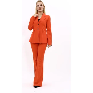 Yonca Ceket & Ispanyol  Paça Pantolon Takım-Turuncu