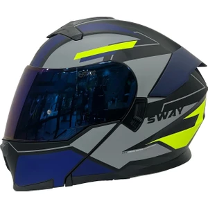 Kask Sway Sw 912 B1 Blue Çene Açılır