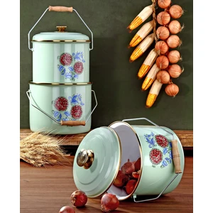 Emaye 3'lü Su Yeşili Bakraç Set, 14-16-18cm Yoğurt Mayalama Seti