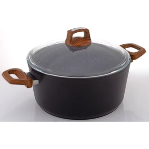 Vogue 22cm Ahşap Kulp Detaylı Granit Tekli Derin Tencere