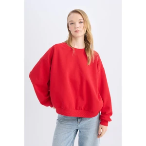 Coool Oversize Geniş Kalıp Bisiklet Yaka Kalın Basic Düz Sweatshirt A4177AX24WN