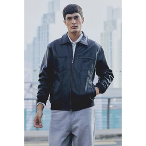 Su İtici Regular Fit Normal Kesim Fermuarlı Cepli Suni Deri Mont C5843AX24AU