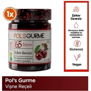 Pol'sGurme Vişne Reçeli Chia Tohumlu Şeker İlavesiz %65 Meyve Oranlı 380 gr