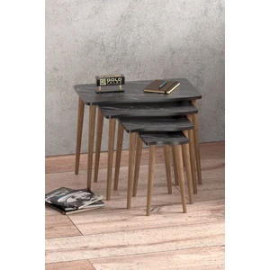 Gold Falez Zigon Sehpa Ahşap 4'lü Bendir Kr