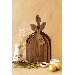 -Fidan Serisi Sunum Kesme Tahtası ve Stand 3 Parça Ahşap Görünümlü 8 mm Mdf