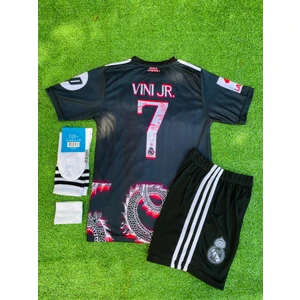 Real Madrid 2024/25 Yeni Sezon Vini Jr Konsept Çocuk Forması 4'lü Set (Red-Black)