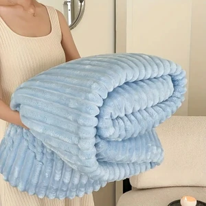 Tek Kişilik Fitilli Yumuşak Dokulu Tv Battaniye 120X170 cm Mavi