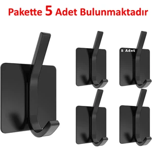 Kendinden Yapışkanlı Askılık Havlu Duvar Portmanto Askısı Çelik Pakette 5 Adet