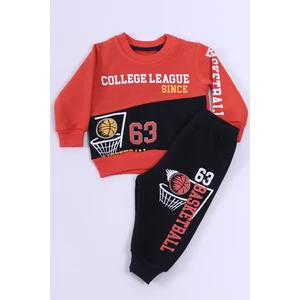 Erkek Bebek 3 Iplik Eşofman Takımı Basketbol Baskılı A45