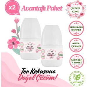 Lar Herbal Alüminyumsuz Alkolsüz Parabensiz Vegan Çiçeksi Kokulu Roll-on Deodorant 2li Avantajlı Paket 50ml