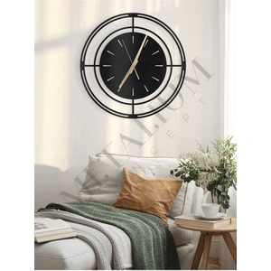 Metalium Concept Dekoratif Sessiz Siyah Metal Duvar Saati 60X60CM