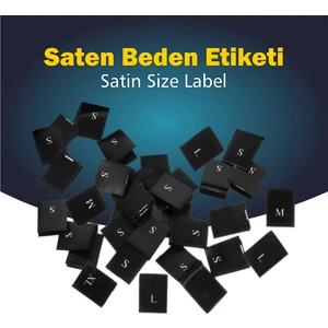Giyim Etiketi / XXL Beden Siyah Renk Saten Kumaş Orta Katlama - 250 Adet