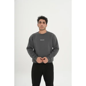 Safe Tasarım Pamuklu Içi Polarlı Bisiklet Yaka Sweatshirt
