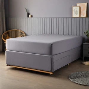 %100 Pamuk 62 Tel (155 TC) 90x190cm +30cm Yükseklik Tek Kişilik Lastikli Çarşaf