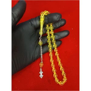 Mos Tespih Sarı Toz Kehribar Tesbih