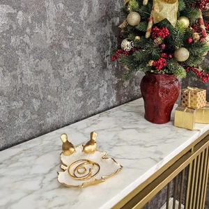 Ella's Design Studio Dekoratif Kuşlu Tabak Gold